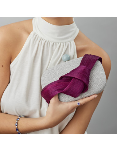 Bolso de mano gris y berenjena para invitadas a bodas - Bolsos de fiesta - 1