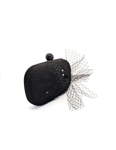 Original clutch invitada de boda negro con velo - Bolsos de fiesta - 2
