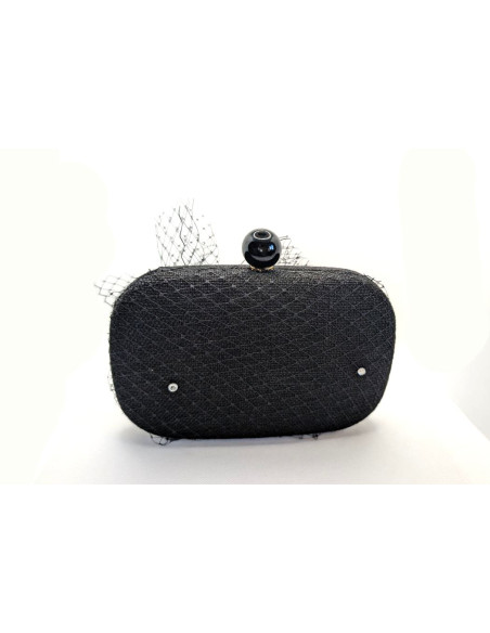 Original clutch invitada de boda negro con velo - Bolsos de fiesta - 4