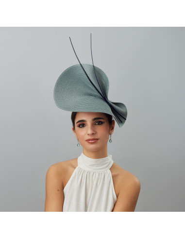 Grey and navy fascinator with feathers - Wedding hats for women - 1