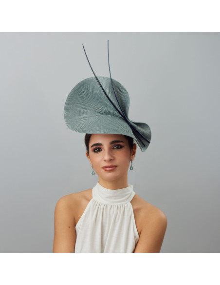 Tocado de boda gris y azul marino - Pamelas y Tocados para madrinas - 1