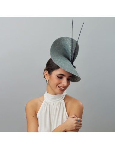 Grey and navy fascinator with feathers - Wedding hats for women - 2