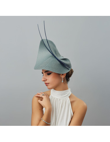 Grey and navy fascinator with feathers - Wedding hats for women - 3