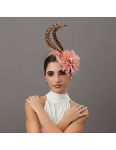 Woman wedding percher hat pink and brown - Wedding hats for women - 1