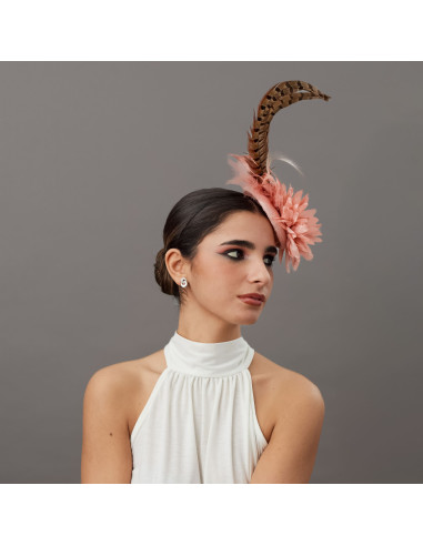 Woman wedding percher hat pink and brown - Wedding hats for women - 3
