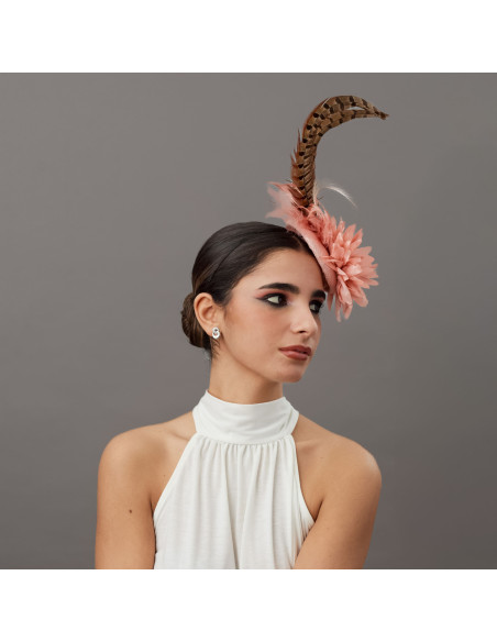 Woman wedding percher hat pink and brown - Wedding hats for women - 3 Woman wedding percher hat pink and brown - Wedding hats for women - 3