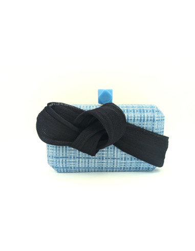 Bolso de boda azul claro con lazada azul marino - Bolsos de fiesta - 5