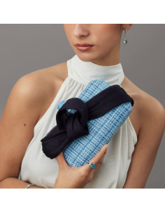 Bolso de boda azul claro con lazada azul marino - Bolsos de fiesta - 1