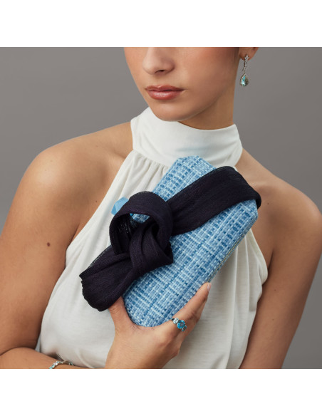 Bolso de boda azul claro con lazada azul marino - Bolsos de fiesta - 1