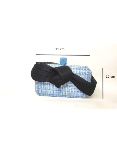 Bolso de boda azul claro con lazada azul marino - Bolsos de fiesta - 6