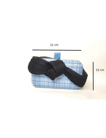 Elegant Light Blue Clutch with Navy Bow - Clutch bags - 6 Elegant Light Blue Clutch with Navy Bow - Clutch bags - 6