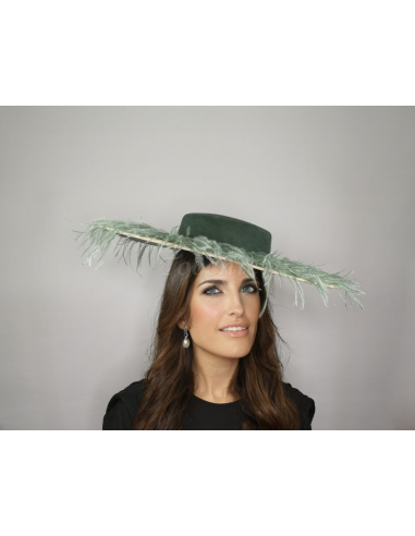Tea Party hat dark green and beige - Wedding hats for women - 3