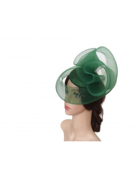 Green percher hat with veil - Wedding hats for women - 2 Green percher hat with veil - Wedding hats for women - 2