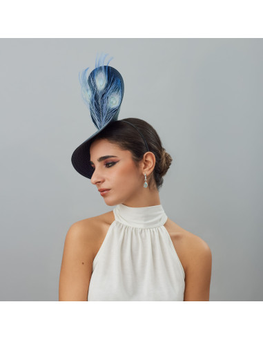 Elegant Navy blue wedding hat for woman - Wedding hats for women - 1