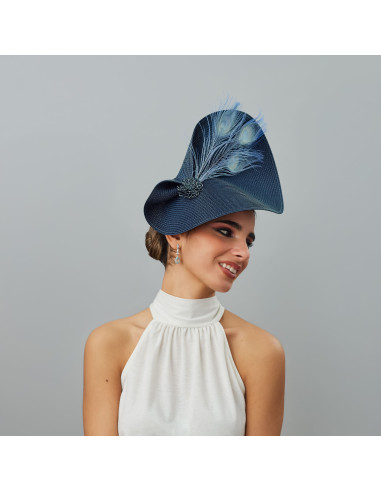 Elegant Navy blue wedding hat for woman - Wedding hats for women - 3