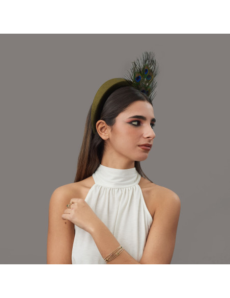 Woman wedding headband moss green - Wedding hats for women - 2