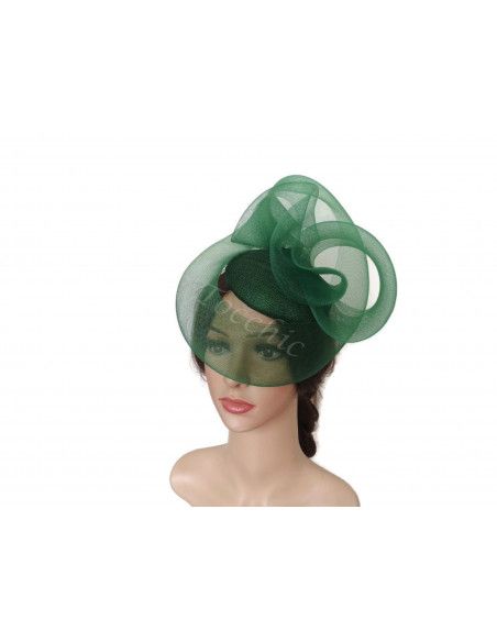 Pequeño Tocado verde con velo para invitada de boda - Pamelas y Tocados para madrinas - 4 Pequeño Tocado verde con velo para invitada de boda - Pamelas y Tocados para madrinas - 4