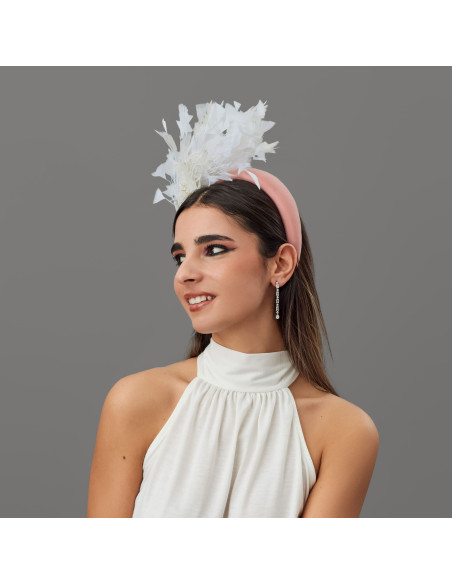 Tocado diadema rosa para invitada original en boda de noche - Pamelas y Tocados para madrinas - 2 Tocado diadema rosa para invitada original en boda de noche - Pamelas y Tocados para madrinas - 2