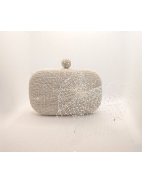 Original clutch invitada de boda crudo con velo - Bolsos de fiesta - 5