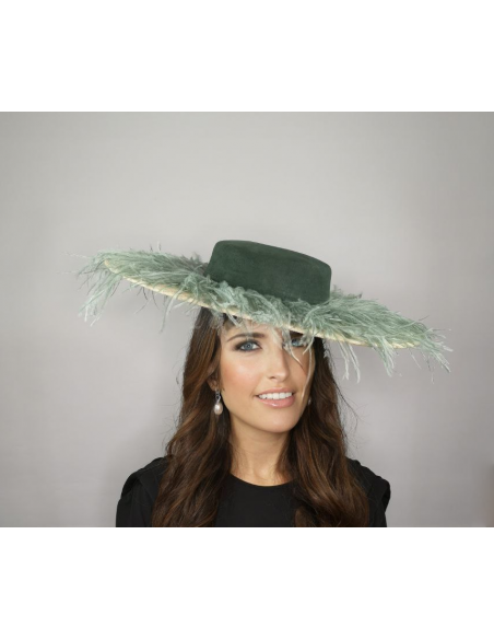 Tea Party hat dark green and beige - Wedding hats for women - 4 Tea Party hat dark green and beige - Wedding hats for women - 4