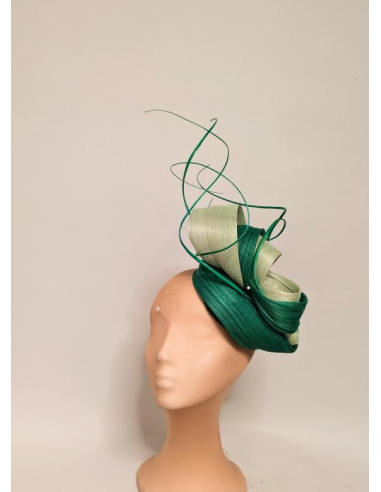 Elegant Green ladies tea party fascinator with feathers - Wedding hats for women - 1