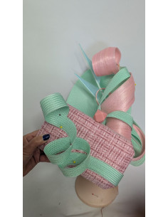 Aquamarine Kentucky derby fascinator hat for women with feathers - Wedding hats for women - 1 2