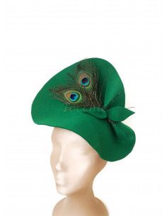 Peacock feathers hat green - Wedding hats for women - 1