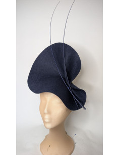 Tocado customizado azul marino y rosa fucsia - Pamelas y Tocados para madrinas - 1 2