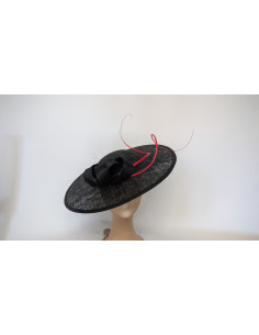Elegant red and black Royal Ascot hat for women - Wedding hats for women - 1