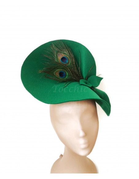 Peacock feathers hat green - Wedding hats for women - 3 Peacock feathers hat green - Wedding hats for women - 3