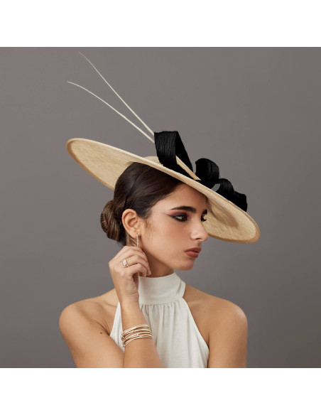 Beige and Black Ascot Hat for Women - Wedding hats for women - 3 Beige and Black Ascot Hat for Women - Wedding hats for women - 3