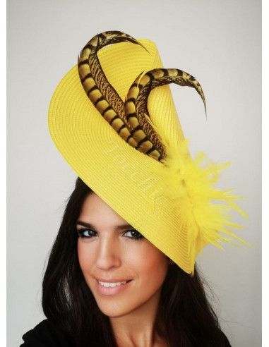 Tocado amarillo para madrina espectacular - Pamelas y Tocados para madrinas - 2