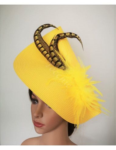 Tocado amarillo para madrina espectacular - Pamelas y Tocados para madrinas - 5