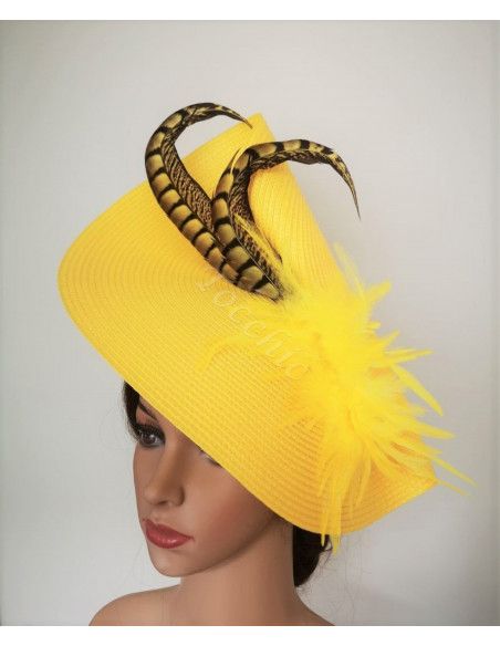 Tocado amarillo para madrina espectacular - Pamelas y Tocados para madrinas - 5 Tocado amarillo para madrina espectacular - Pamelas y Tocados para madrinas - 5
