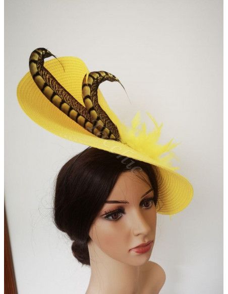 Tocado amarillo para madrina espectacular - Pamelas y Tocados para madrinas - 7 Tocado amarillo para madrina espectacular - Pamelas y Tocados para madrinas - 7