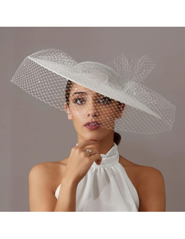 White Bride wedding hat with veil - Shop - 1