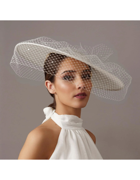 White Bride wedding hat with veil - Shop - 5 White Bride wedding hat with veil - Shop - 5