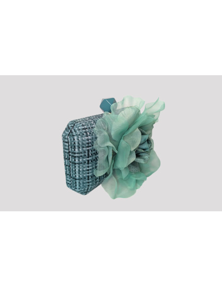 Aquanarine Ascot handbag with flower - Shop - 1