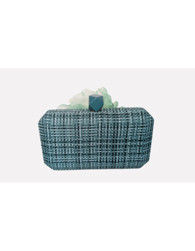 Aquanarine Ascot handbag with flower - Shop - 2