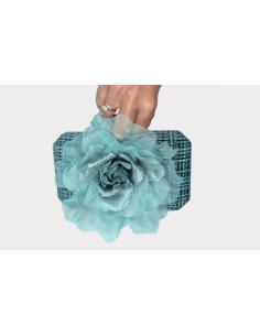 Aquanarine Ascot handbag with flower - Shop - 4