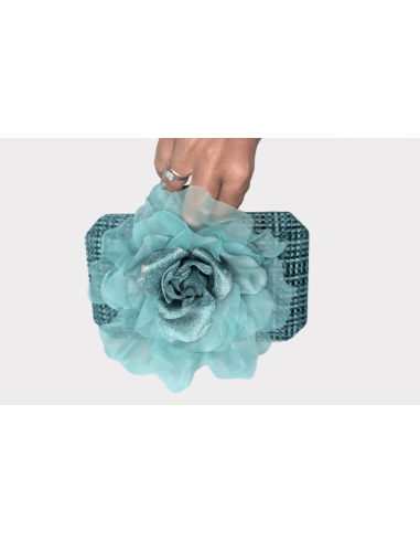 Aquanarine Ascot handbag with flower - Shop - 4