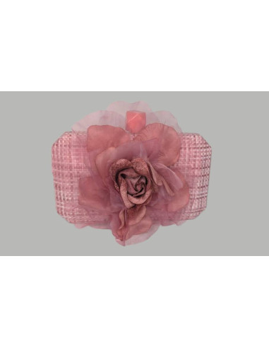 Nude pink Ascot handbag with flower - Shop - 5