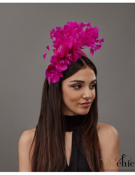 Feathers wedding headband with flower women - Wedding hats for women - 2 Feathers wedding headband with flower women - Wedding hats for women - 2