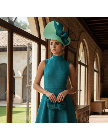 Woman teal wedding fascinator hat - Wedding hats for women - 2