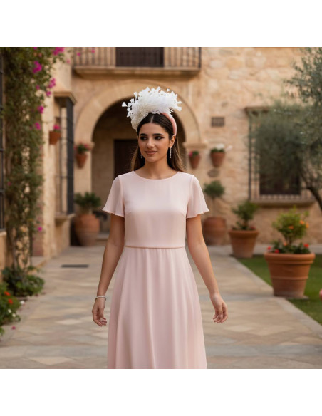 Tocado diadema rosa para invitada original en boda de noche - Pamelas y Tocados para madrinas - 5 Tocado diadema rosa para invitada original en boda de noche - Pamelas y Tocados para madrinas - 5