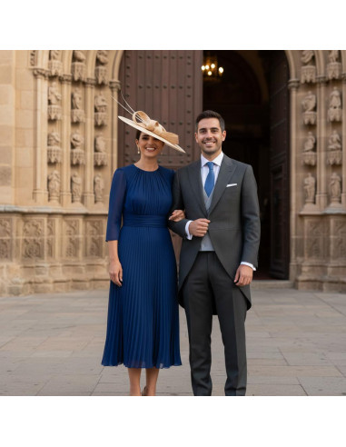 Elegante pamela madrina de boda beige - Pamelas y Tocados para madrinas - 5