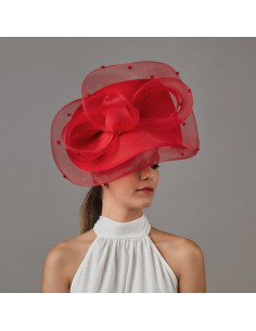Sombrero rojo para madrina de boda de mañana - Pamelas y Tocados para madrinas - 1