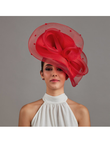 Red fascinator hat for weddings - Wedding hats for women - 4