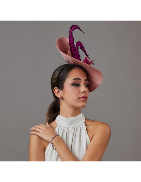 Fuchsia large fascinator hat - Wedding hats for women - 4 Fuchsia large fascinator hat - Wedding hats for women - 4