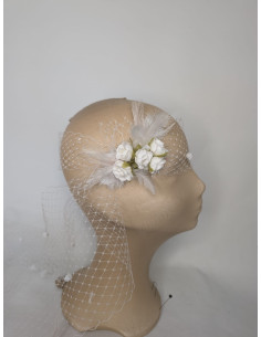 Custom White veil fascinator - Bridal Hats & Fascinators - 1